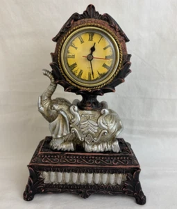 VTG Collectable Classic Treasures Silver Elephant Quartz Clock Trinket Box GIFT - Picture 1 of 12