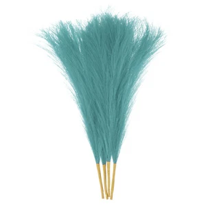 4pcs Faux Pampas Grass 17 Inch 6 Stem Artificial Grass for Decor, Blue Green - Picture 1 of 6