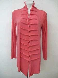 Affinity for Knits Long Sleeved Pinch Pleat Detail Open Cardigan Size M Coral - Imagen 1 de 5
