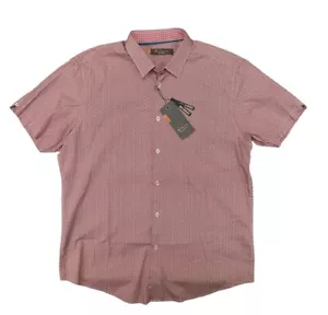 BNWT Ben Sherman Crimson Red Pattern Regular Fit Mod Size 2XL P2P 23.5” - Picture 1 of 8