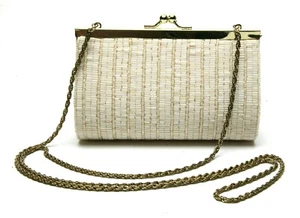 Cartera de noche y cóctel vintage con cuentas La Regale con broche y cadena de plata de 40". EX - Imagen 1 de 4