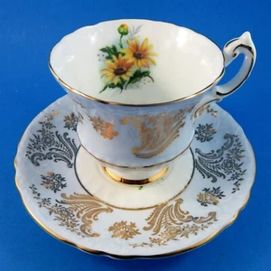 Yellow Daisy with Purple / Blue Border Paragon Tea Cup and Saucer Set - Picture 1 of 4