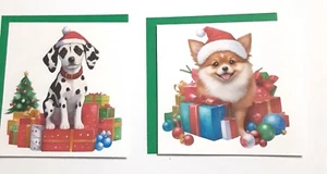 Christmas Dalmatian Brown Dog- Set of 2 - Card Front Scrapbook Embellishment 623 - Picture 1 of 3