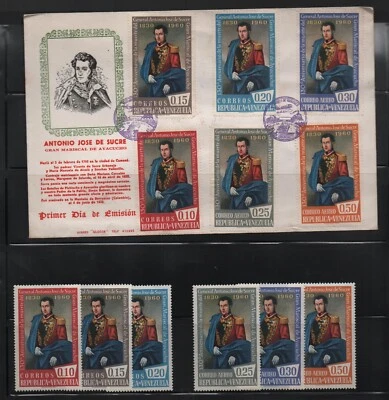 Venezuela: 1960; Scott 779-781+C750-C752 + F.D.C, mariscal Sucre, MNH, EBV1307 - Image 1 of 2