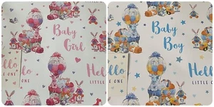 2 sheets 1 tag, baby girl gifts balloons New Baby BOY Wrapping Paper newborn. - Picture 1 of 5