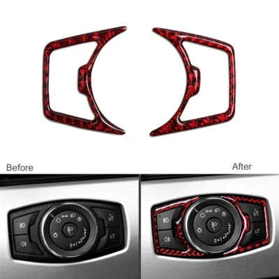 Panel de interruptor de faros interiores de fibra de carbono rojo para Ford Mustang 2015-19 Foto 1 de 4