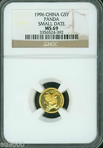 1996 SMALL DATE SD 5Y 5 YUAN GOLD PANDA 1/20 Oz. NGC MS69 CHINA G5Y 5-Yn - Picture 1 of 4