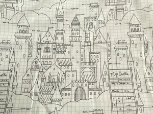 Sarah Jane Princess Castle Plans for Michael Miller White Cotton Fabric 2 yards - Picture 1 of 7