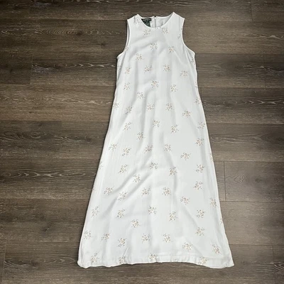 VTG LRL Petites Ralph Lauren 100% Silk Maxi Dress 8 Y2k Floral Cottage Coquette - Image 1 of 4