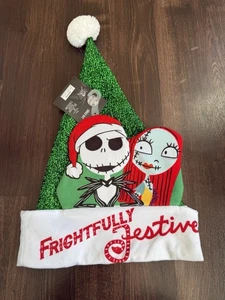 Disney The Nightmare Before Christmas Santa Hat Frightfully Festive Jack & Sally - Picture 1 of 2