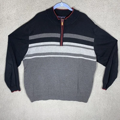 Suéter Roundtree & Yorke Para Hombres 3XT 1/4 Cremallera Pullover Negro/Rojo/Gris Tejido Foto 1 de 4
