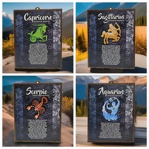 Zodiac Decorative Signs Horoscope Signage 8" x 10" and 8" x 5" - Picture 1 of 35