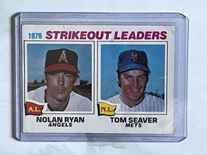 1977 Topps Baseball Card Strikeout Leaders Nolan Ryan Tom Seaver #6 (Crease) - Picture 1 of 2