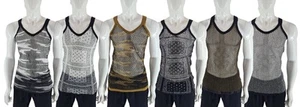Herren String Trägershirt 7 einzigartige Designs Ägyptische Baumwolle Mesh Tank Top Retro Sommer - Bild 1 von 8