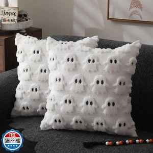 DFXSZ Halloween Pillow Covers 18x18 inch Set of 2 White Ghost Throw Pillow Ca - Picture 1 of 5