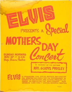 Póster de concierto de ELVIS PRESLEY - Lake Tahoe, reimpresión del Día de la Madre 1973 10"x8" - Imagen 1 de 1