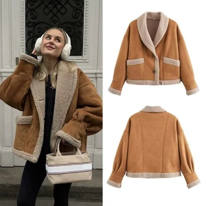 2025 Women's Autumn Retro Woolen Loose Coat Loose Fur One Lapel Casual Coat - Picture 1 of 18