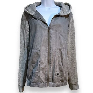 VOLCOM Women’s size Medium full zip gray knit sleeves hoodie - Picture 1 of 12