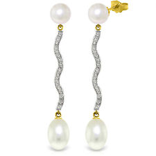 10.1 CTW 14K Solid Gold Earrings Natural Diamond pearl