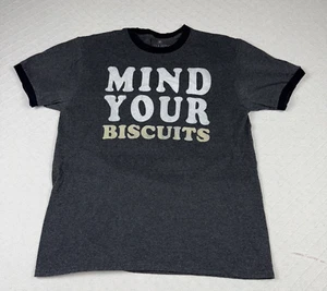 Paula Deen Mind Your Biscuits T-Shirt Women’s Large Gray Ringer Graphic Tee - Picture 1 of 6