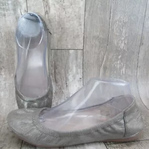 Zapatos planos de ballet Vince Camuto para mujer Ellen 7,5 M de cuero peltre sin cordones - Imagen 1 de 11
