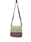 Liz Claiborne Crochet Crossbody Bag Colorblock Stripe Pocket Brown Beige Handbag