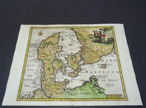 Antica mappa della Danimarca di Philipp Cluver 1697 - Foto 1 di 5