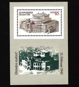 OPC 1985 Germania DDR Teatro dell'Opera di Dresda S/S Mi #2928 blocco 80 Sc#2460 nuovo di zecca 44896 - Foto 1 di 1