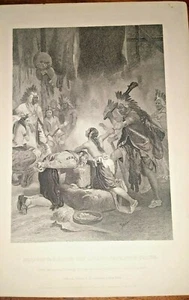 Original C. 1870 Engraving "Pocahontas Saving the Life of Capt. John Smith" - Picture 1 of 4