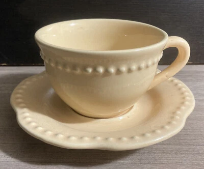 Pottery Barn “Emma” Pale Yellow Cup & Saucer - Image 1 of 4