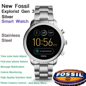 NEW Fossil Q Luxury Gen 3 Explorist Smartwatch Silver Men's Stainless Steel - Picture 1 of 8