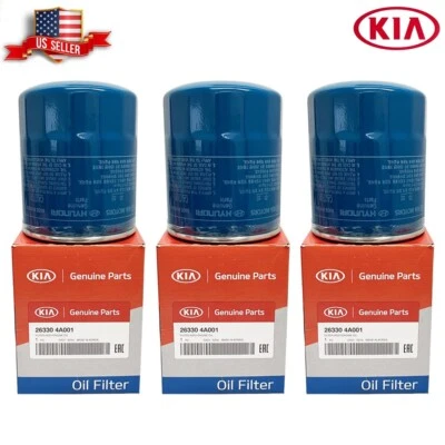 Paquete de 3 filtros de aceite de motor originales KIA OEM 26330-4A001 Kia Sorento CRDi y 2,5 Foto 1 de 4