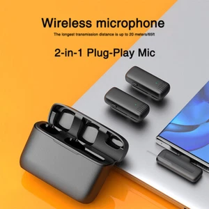 Wireless Lavalier Microphone Charging Cable System for IOS Type C Mobile Phone - Picture 1 of 14