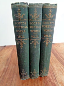 1868 THE POETICAL WORKS OF SIR WALTER SCOTT WITH MEMOIR VOLS I-III MARMION ^ - Picture 1 of 13