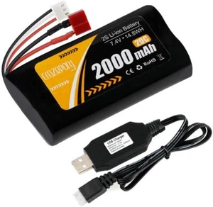 T Plug 2000mah 7.4V Li-ion Battery + Charger for Jumper T16 T12 T8SG Transmitter - Picture 1 of 8