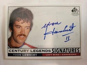 Yvon Lambert 2020-21 SP Signature Legends Century Legends Signatures Autographed - Picture 1 of 2