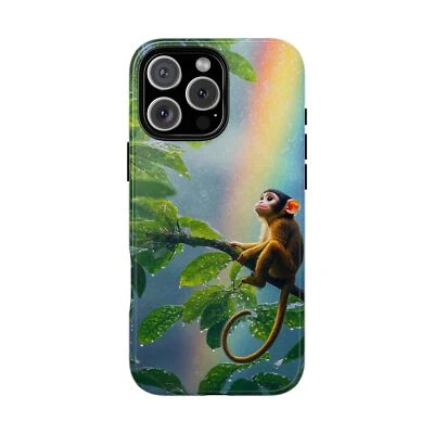 For iPhone / Galaxy / Pixel | Phone Ink Case - Monkey Spring Storm Rainbow - Image 1 of 4
