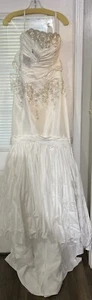 Mia Solano Beaded Strapless Mermaid Style White Wedding Dress M8940 - Picture 1 of 24