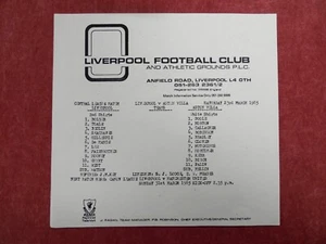 LIVERPOOL v ASTON VILLA | 1984/1985 | RESERVES | 23 MAR 1985 | UK FREEPOST - Picture 1 of 2