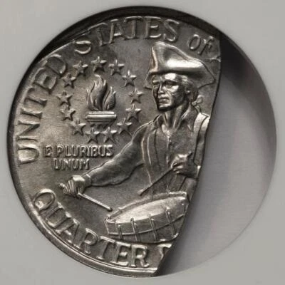 1976 NGC MS64 Huge Straight Clip 3.2 Grams Bicentennial Quarter Mint Error Rare - Image 1 of 4