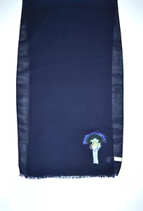 Paul Smith Autruche Brodé Marine Écharpe Laine Hommes Tout Neuf - Picture 1 of 4