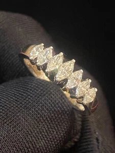 Stunning 1/2 Carats Marquise Shape Natural Diamonds Engagement Ring In 14K Gold - Picture 1 of 12