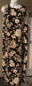 NWT R& K Originals sheath dress Black with white & beige roses Sz 14 - Picture 1 of 1