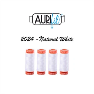 4 pack 2024 White Aurifil Small Spool 50 Wt. Lint Free Cotton Thread 200 Meters - Picture 1 of 1