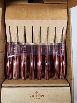 NUEVO Taste of Texas Steak 8 Cuchillos Manijas de Madera y Cuchillo Bloque Tramontina Brasil  Foto 1 de 4