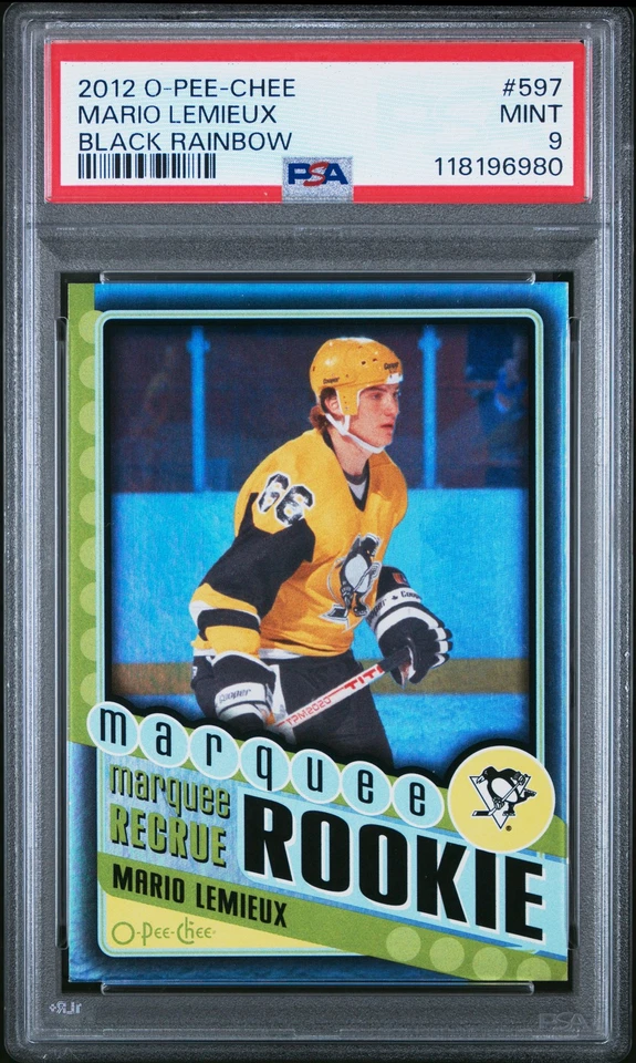 2012-13 O-Pee-Chee Mario Lemieux #597 Black Rainbow Marquee Rookie 081/100 PSA 9 - Image 1 of 2