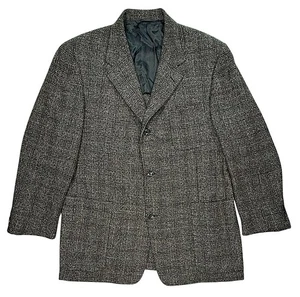 Hickey Freeman  Sport Coat Blazer Suit Jacket 44 R Black Donegal Tweed Wool USA - Afbeelding 1 van 20