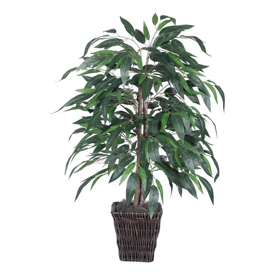 Arbusto de mango artificial Vickerman 4' con cesta cuadrada de sauce en verde Foto 1 de 1