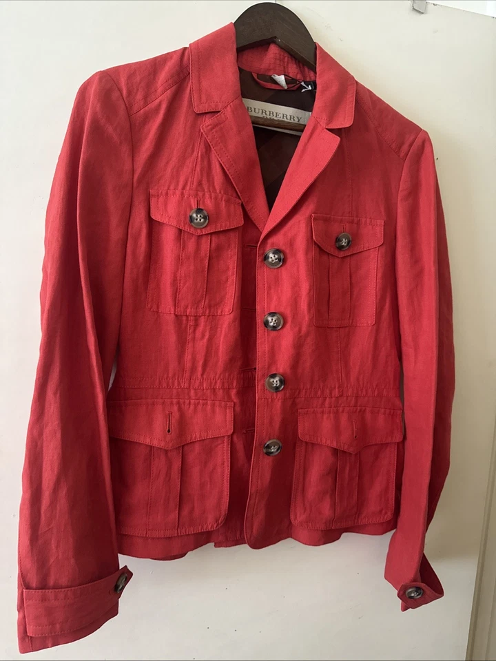 Chaqueta de lino Burberry Brit naranja rojo talla US 8 Foto 1 de 4