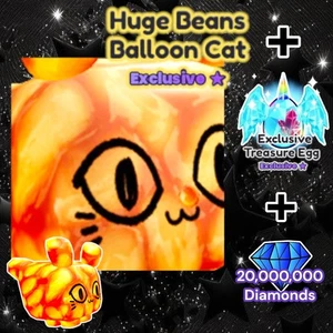 HUGE Beans Balloon Cat + Exclusive Treasure Egg + 20 Million Diamonds. PS99 - Picture 1 of 1